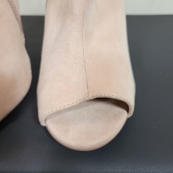 Asos Nude Suede Peep Toe Side Zip Heels Size 6 - Picture 5 of 12